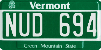 VT license plate NUD694