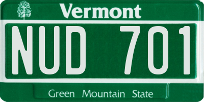 VT license plate NUD701
