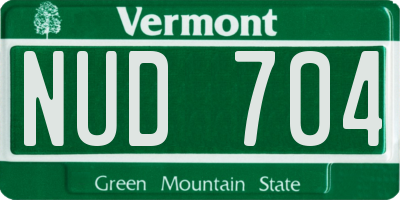 VT license plate NUD704
