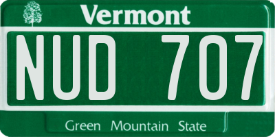 VT license plate NUD707