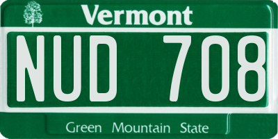 VT license plate NUD708