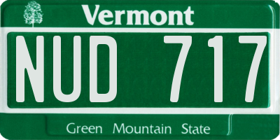 VT license plate NUD717