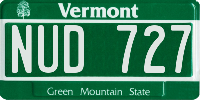 VT license plate NUD727