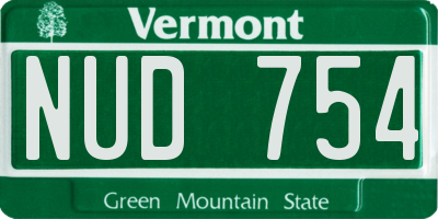 VT license plate NUD754