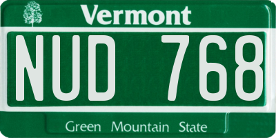 VT license plate NUD768