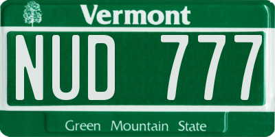 VT license plate NUD777