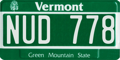 VT license plate NUD778