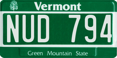 VT license plate NUD794
