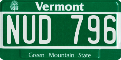 VT license plate NUD796