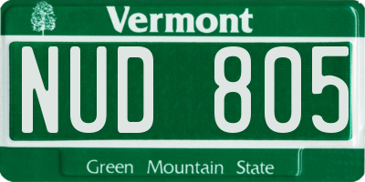 VT license plate NUD805