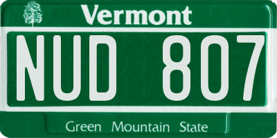 VT license plate NUD807