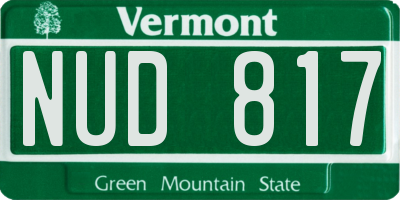 VT license plate NUD817