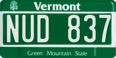 VT license plate NUD837