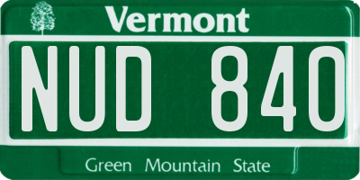 VT license plate NUD840
