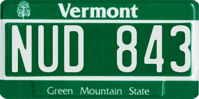 VT license plate NUD843