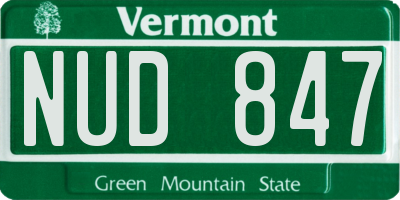 VT license plate NUD847