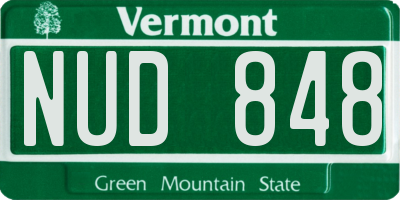 VT license plate NUD848