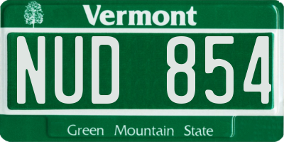 VT license plate NUD854