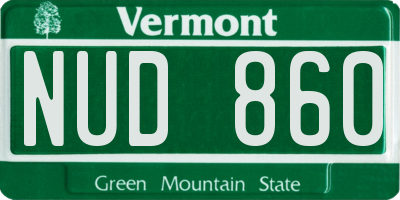 VT license plate NUD860