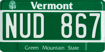 VT license plate NUD867