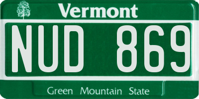 VT license plate NUD869