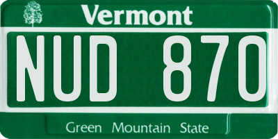 VT license plate NUD870