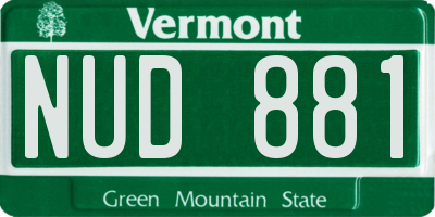 VT license plate NUD881