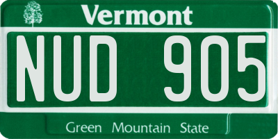 VT license plate NUD905