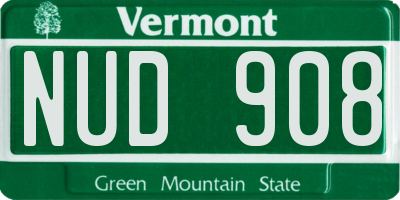 VT license plate NUD908