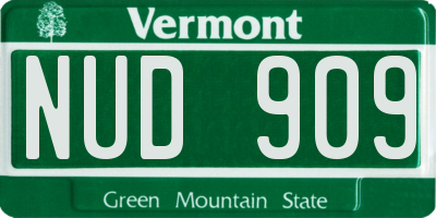 VT license plate NUD909