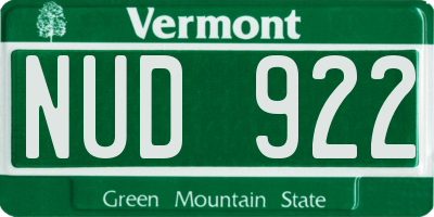 VT license plate NUD922