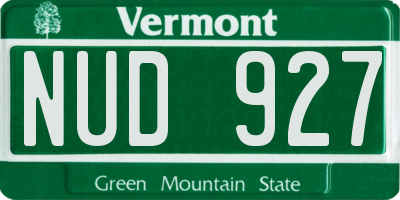 VT license plate NUD927