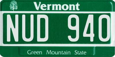VT license plate NUD940