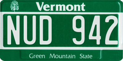 VT license plate NUD942