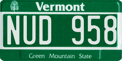 VT license plate NUD958