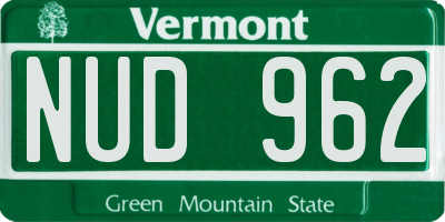 VT license plate NUD962