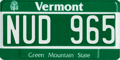 VT license plate NUD965