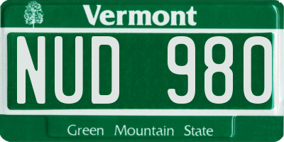 VT license plate NUD980