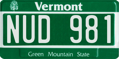 VT license plate NUD981