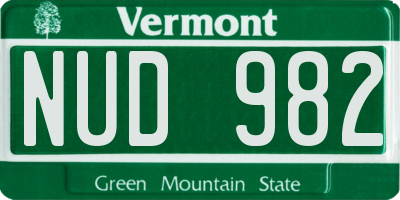 VT license plate NUD982