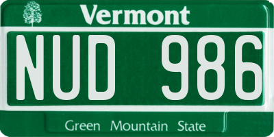 VT license plate NUD986