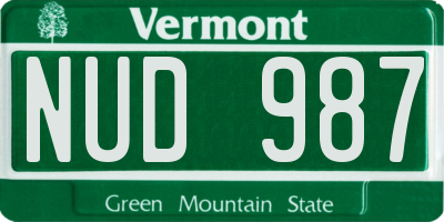 VT license plate NUD987