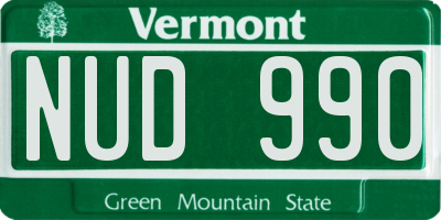 VT license plate NUD990
