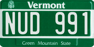 VT license plate NUD991
