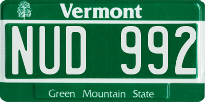 VT license plate NUD992