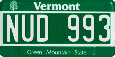 VT license plate NUD993