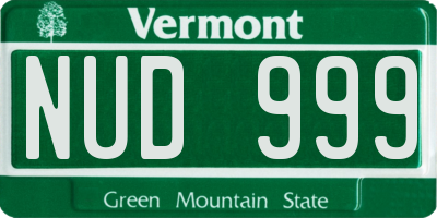 VT license plate NUD999