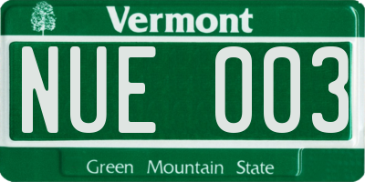 VT license plate NUE003