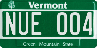VT license plate NUE004