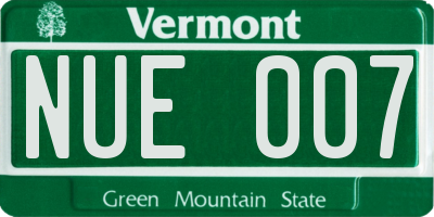 VT license plate NUE007